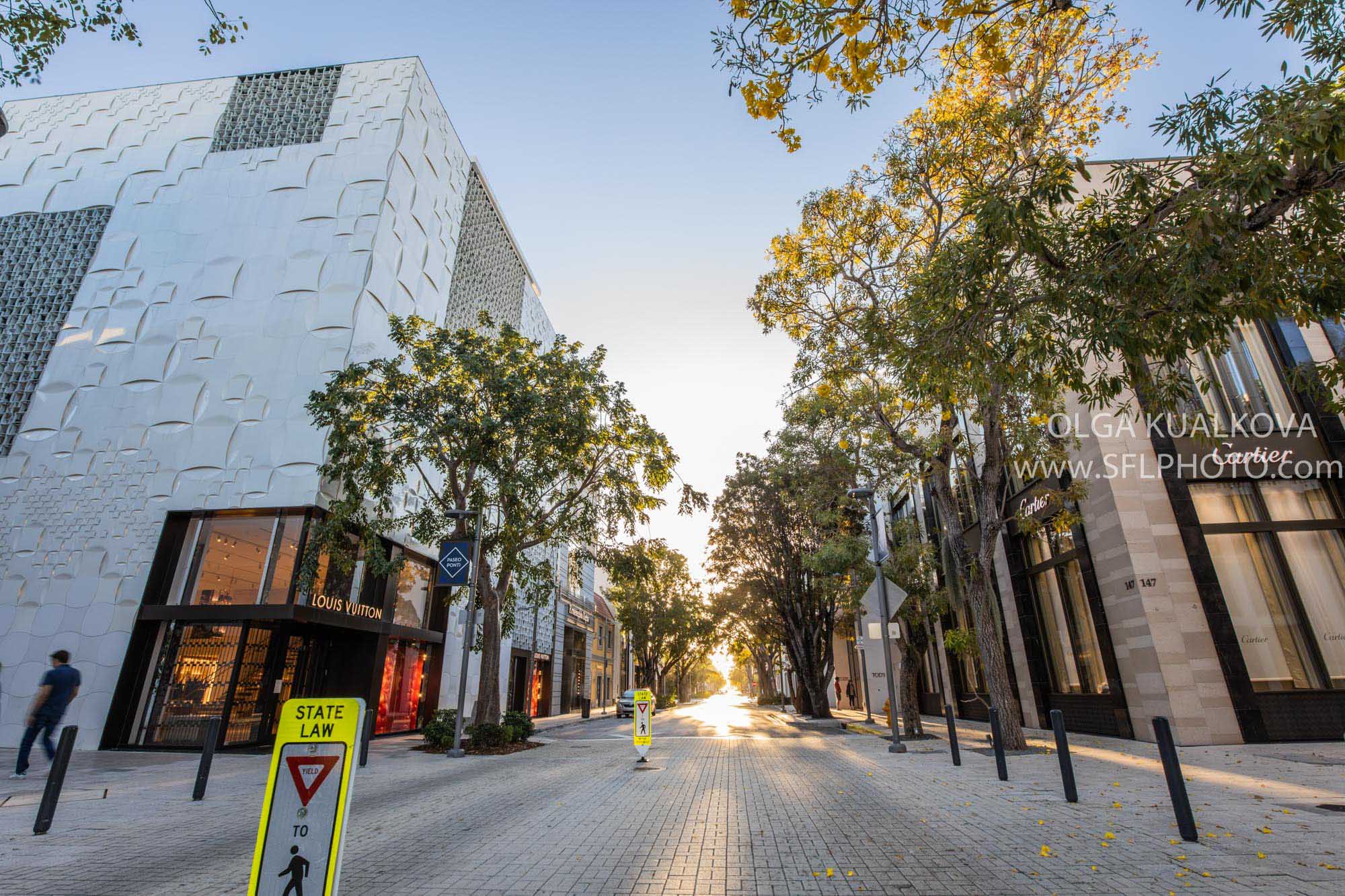 Deserted streets of Miami Design District during quarantine